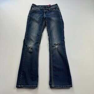 Soundgirl Womens Jeans Blue Bootcut Low Rise Studded Embellished Size 10
